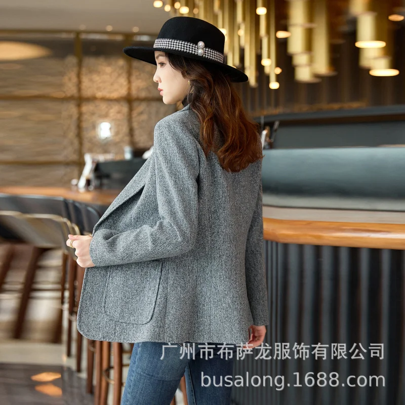 2025New بدلة على الموضة أنيقة المرأة عادية كم طويل سترة المهنية المرأة الرسمية سترة واحدة Workwear8622