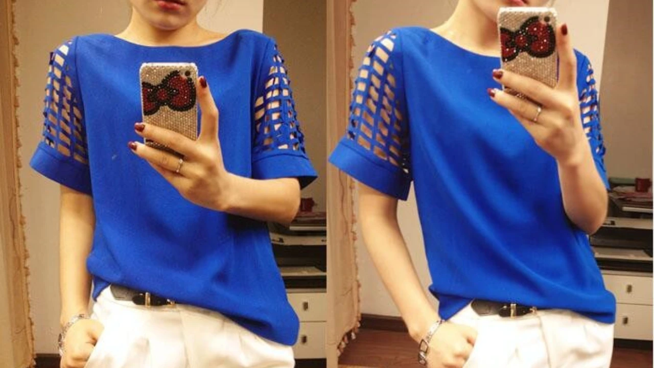 Summer Blouse Sexy Women Ladies Hollow Sleeve Slash Neck Loose Solid Shirts Casual Tops