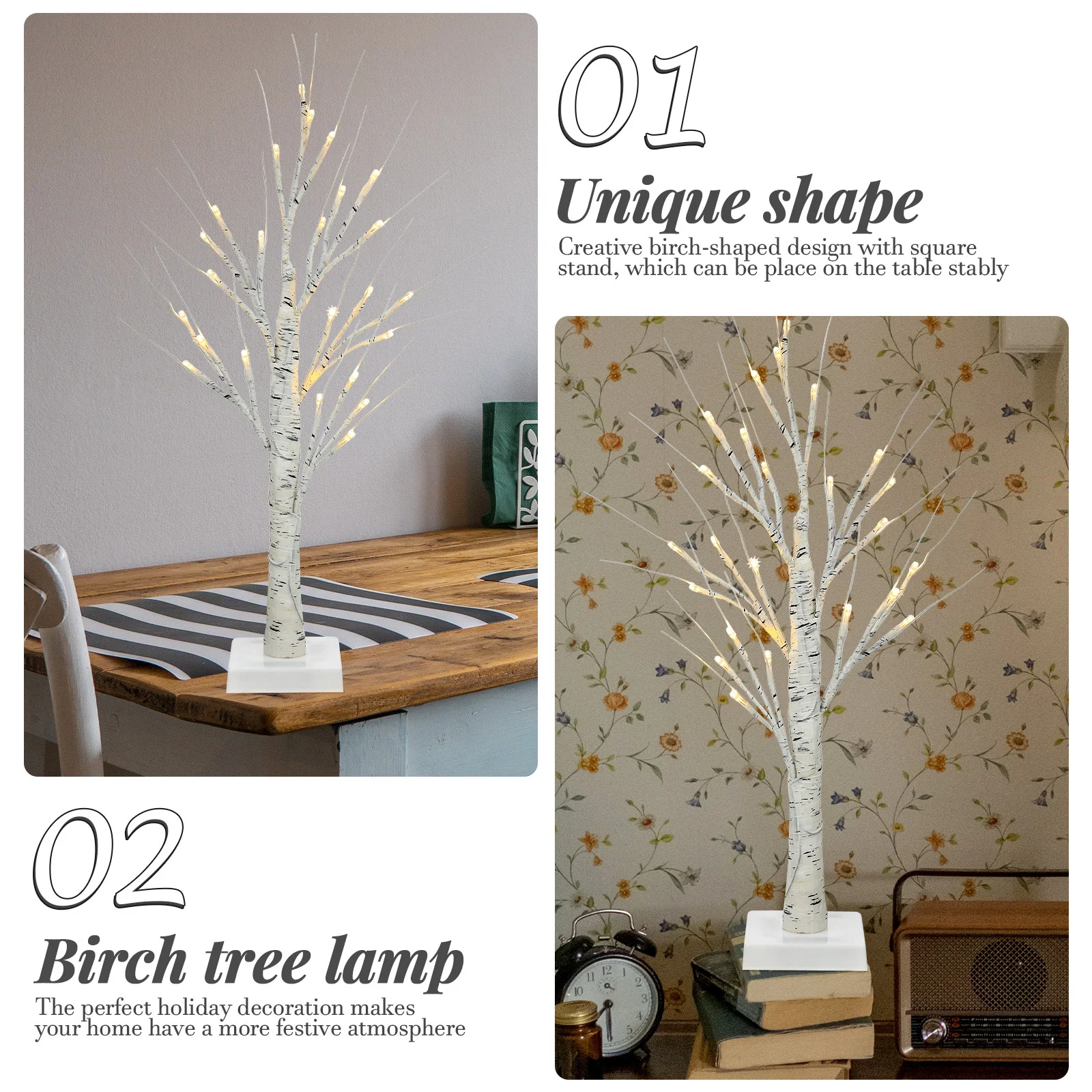 

LED Birch Tree Lamp Lighted Tree for Home Desk Decor Creative Holiday Adornment Indoor No Desktop Lamp Decor