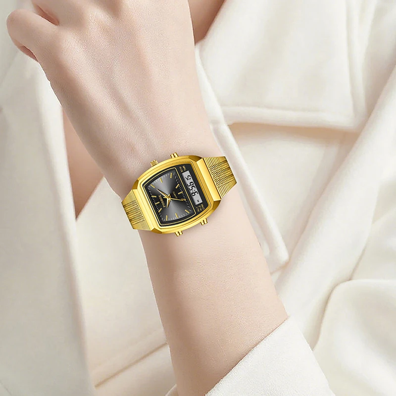 Lige 2025 novas senhoras relógio à prova dwaterproof água moda quadrado analógico relógios digitais para mulheres esportes casuais relógio de quartzo luminoso femme