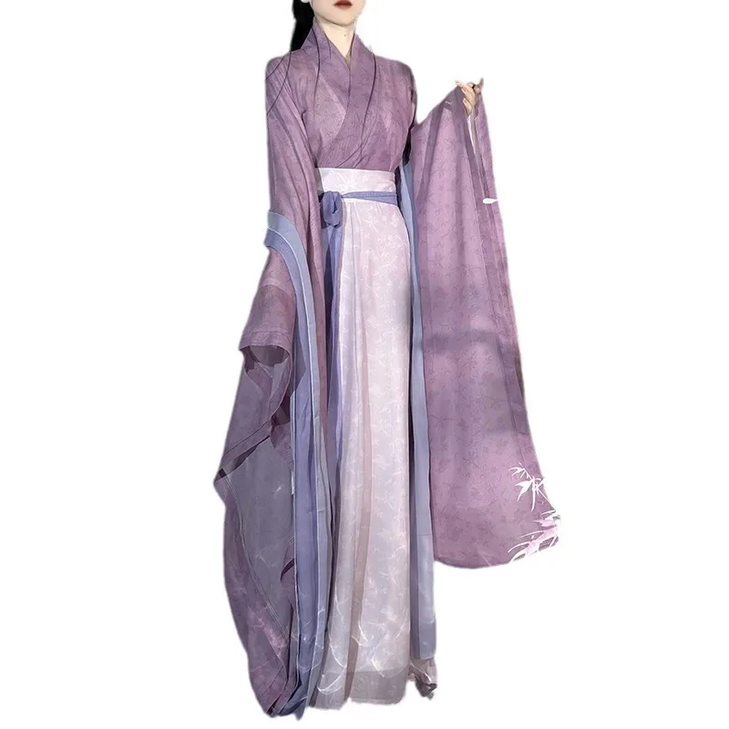 

New Hanfu Women's Wei Jinfeng Purple Large Sleeve Shirt Wide Sleeve Skirt