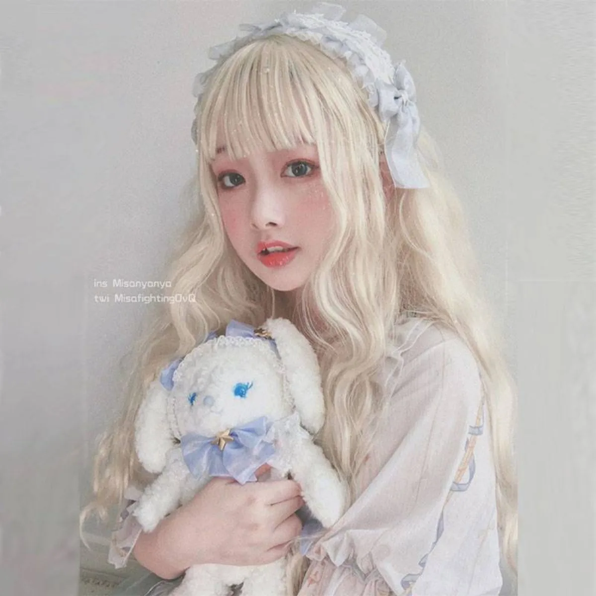 Parrucca a testa intera da donna, frangia lunga riccia e dritta, Lolita, grandi onde, capelli cosplay, set completo, look realistico