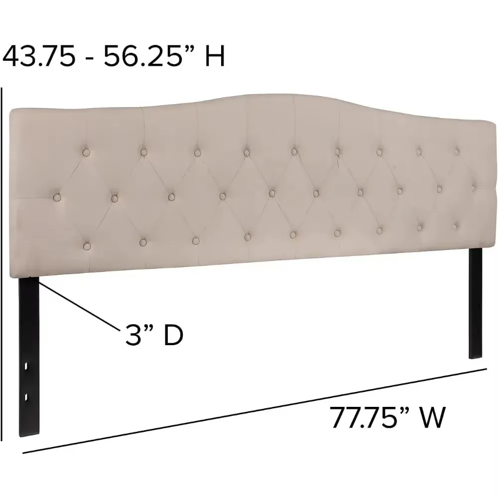 Bedroom Headboards, Cambridge Tufted Upholstered Headboard in Beige Fabric, Bedroom Furniture, Adjustable Height Headboard