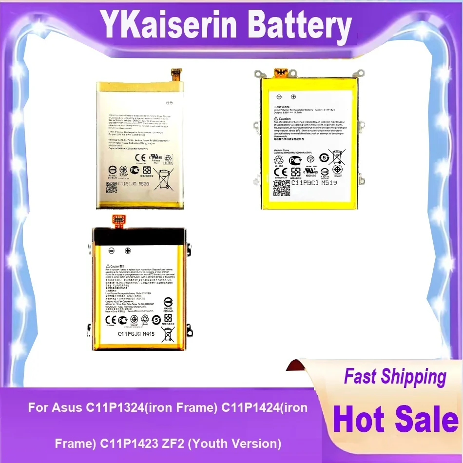 Batería de teléfono móvil para Asus C11P1324 (marco de hierro) C11P1424 (hierro C11P1423 ZF2 (versión juvenil) 2050-3000Mah Baterie