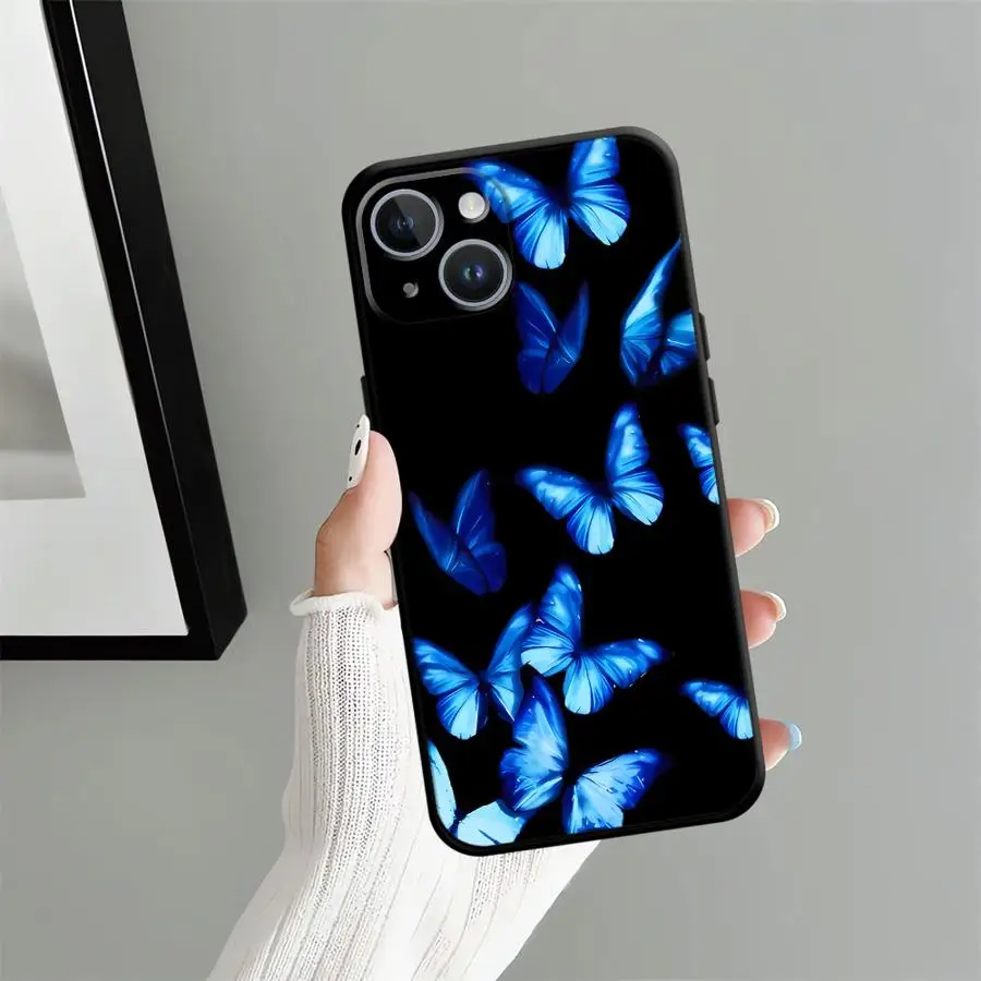 เคสโทรศัพท์แบบนิ่มลายผีเสื้อสไตล์เรโทรสีดำ สำหรับ iPhone 7 8 13 12 11 17 Pro Max 17Air XR 15 16 14 Plus XS Max