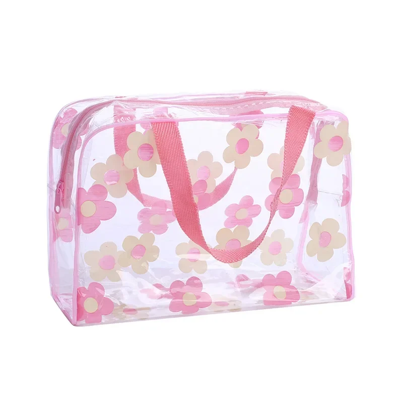 Transparent PVC Makeup Bags Portable Women's Floral Waterproof Cosmetic Bag Travel Washing Toiletry Shower Storage Pouches