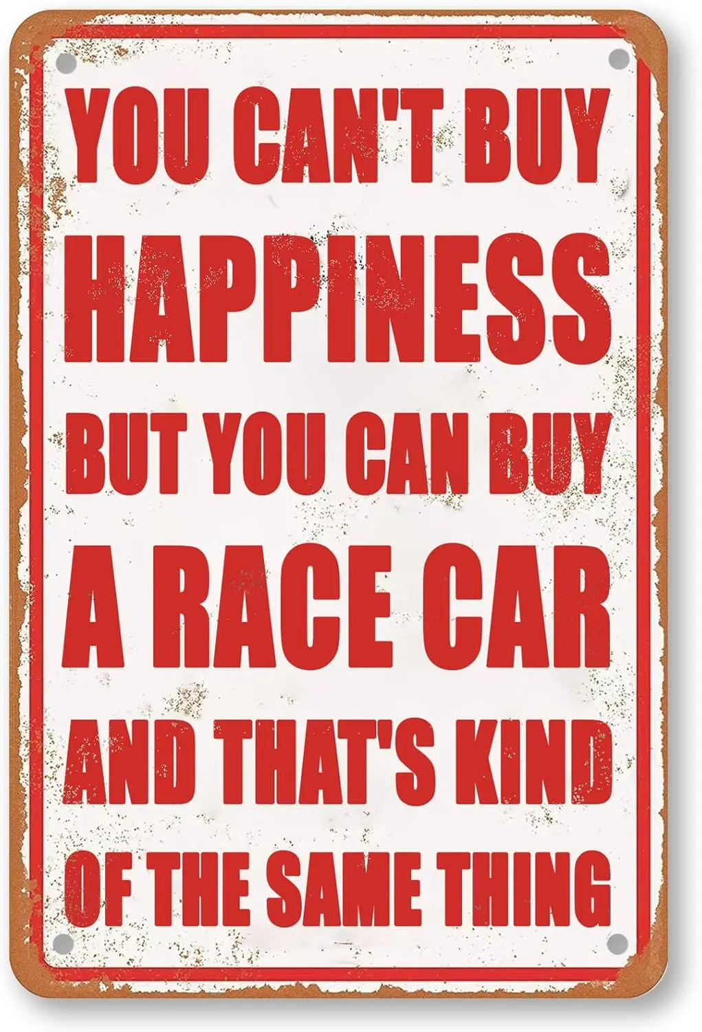 Vintage Tin Metal Sign - You Cant Buy Happiness But Can A Race Car Retro Wall Decor Enthusiast Gift