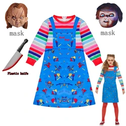 New Halloween Chucky Cosplay Costume Ghost Doll Nightmare Children Dress+mask Sets Kids Boys Girls Costumes Carnival Party Gifts
