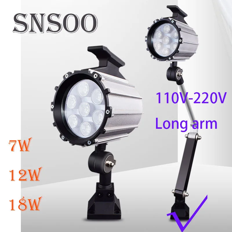 

Popular sale 110v-220v Long arm Industrial lamp Waterproof Oil dust-proof Fixed base LED Machine Tool Light 7W 12W 18W