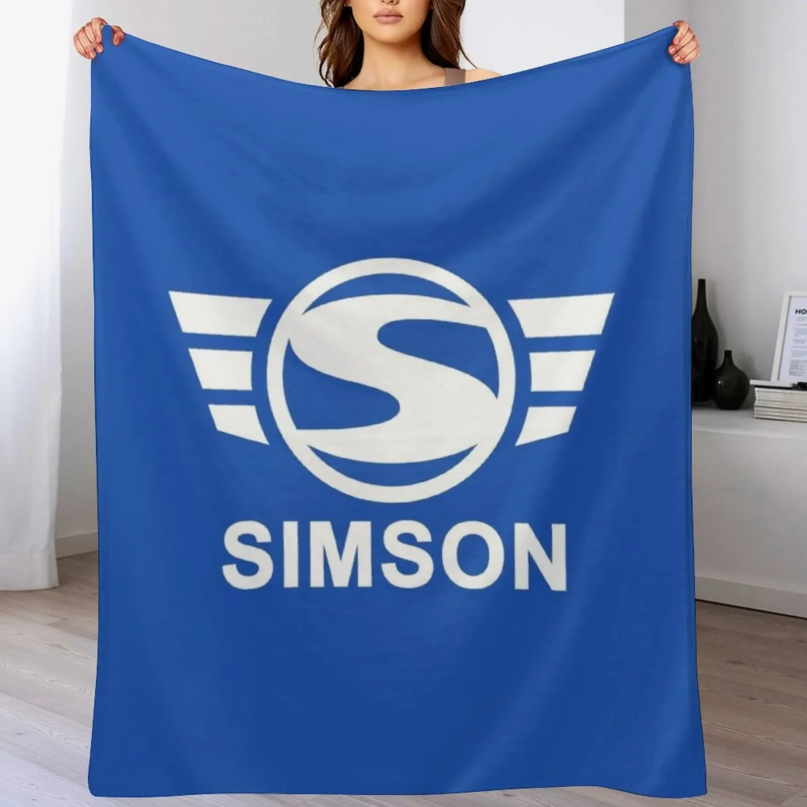 Simson logo (white) Throw Blanket Compact Warm Blanket for Car Road Trip