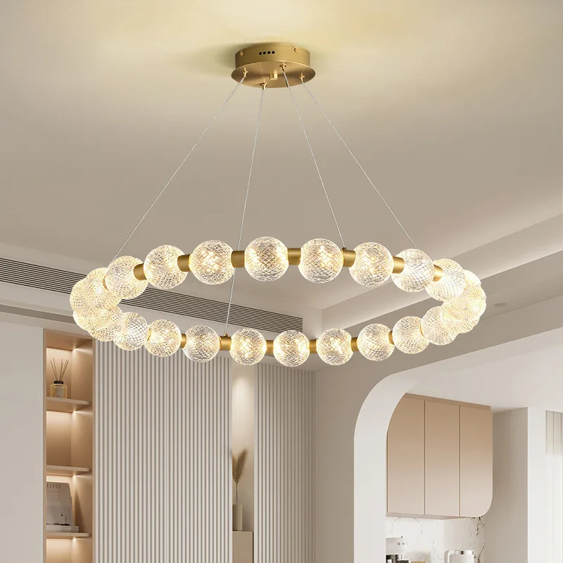 

Nordic Simple Ball Led Dining Chandelier Living Room Bedroom Kitchen Restaurant Luxury Cream Magic Bean Ceiling Hanging Light