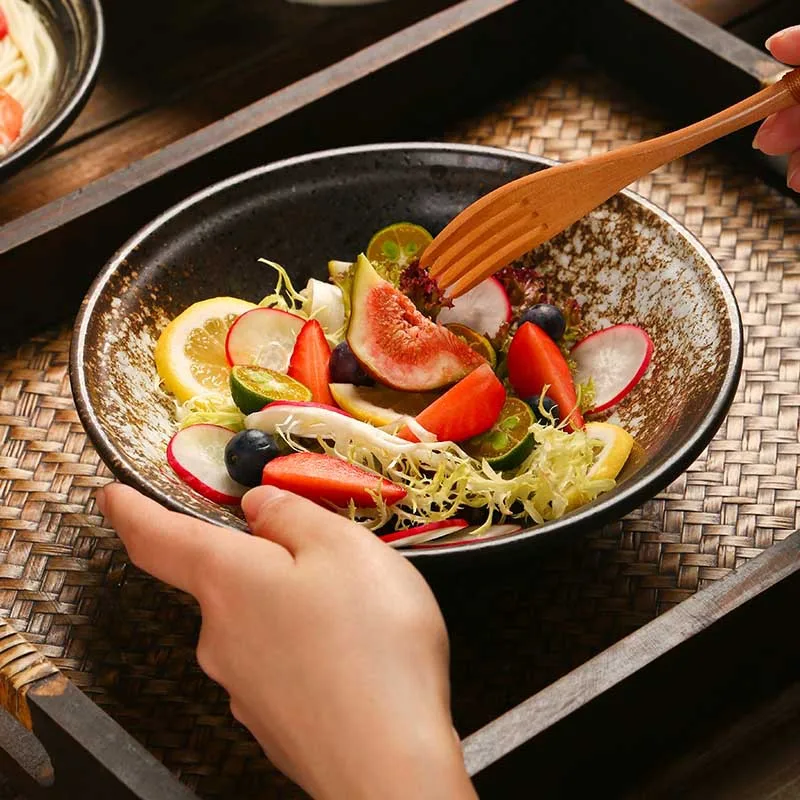 Japanese-style Lamian Noodles Bowl Creative Horn Hat Bowl Home Soup Bowl Commercial Ceramic Mala Tang Salad