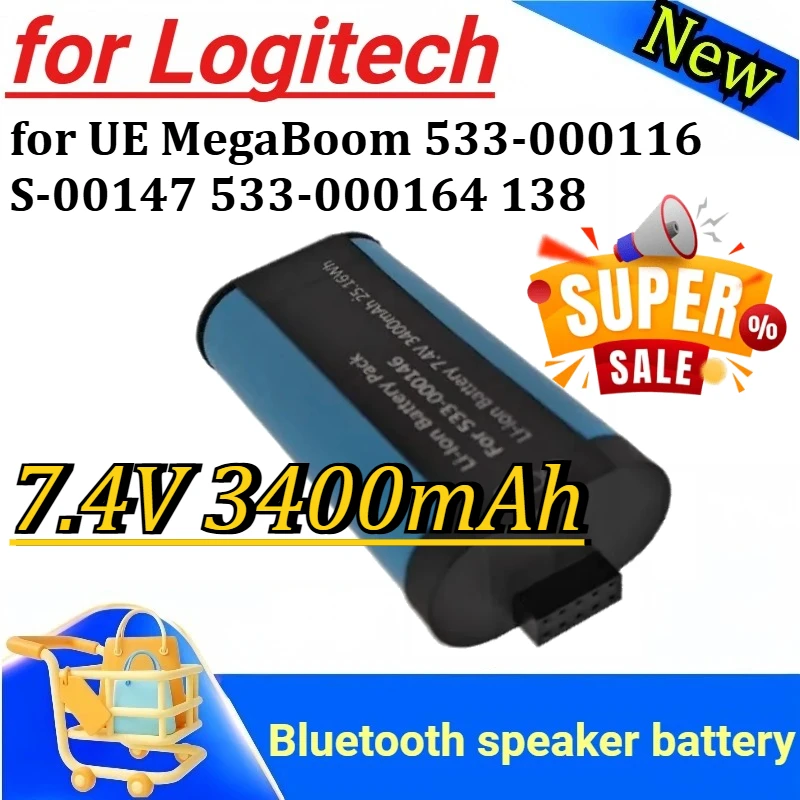 

New for Logitech UE MegaBoom 533-000116 S-00147 533-000164 138 Bluetooth Audio Battery 7.4V 3400mAh