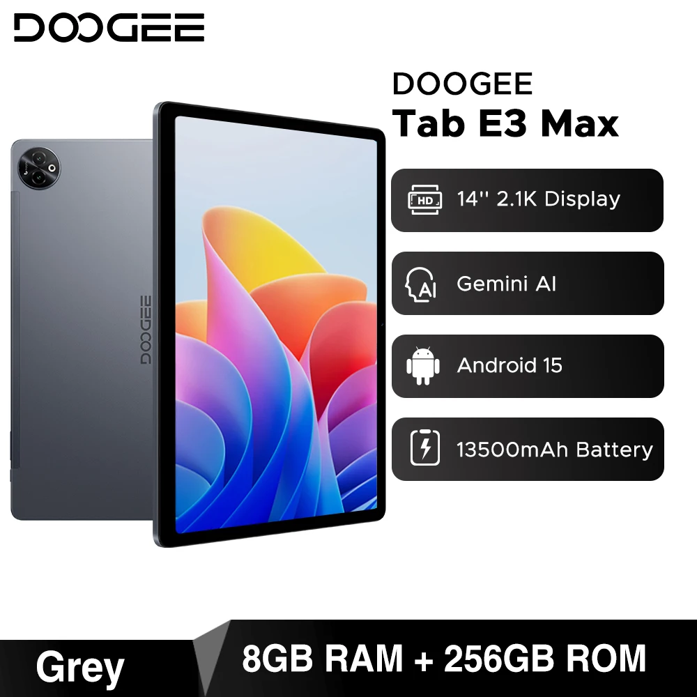 Global Version DOOGEE Tab E3 Max Tablet PC Android 15 Gemini AI 14