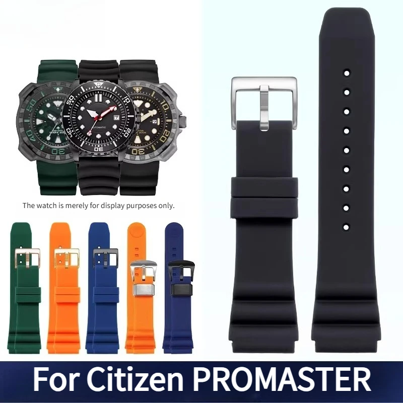 Correa de reloj de silicona con borde convexo para reloj original Citizen PROMASTER BN0158-18X/50-10E NY0040-09E QQ W376-305 AI5005-13E