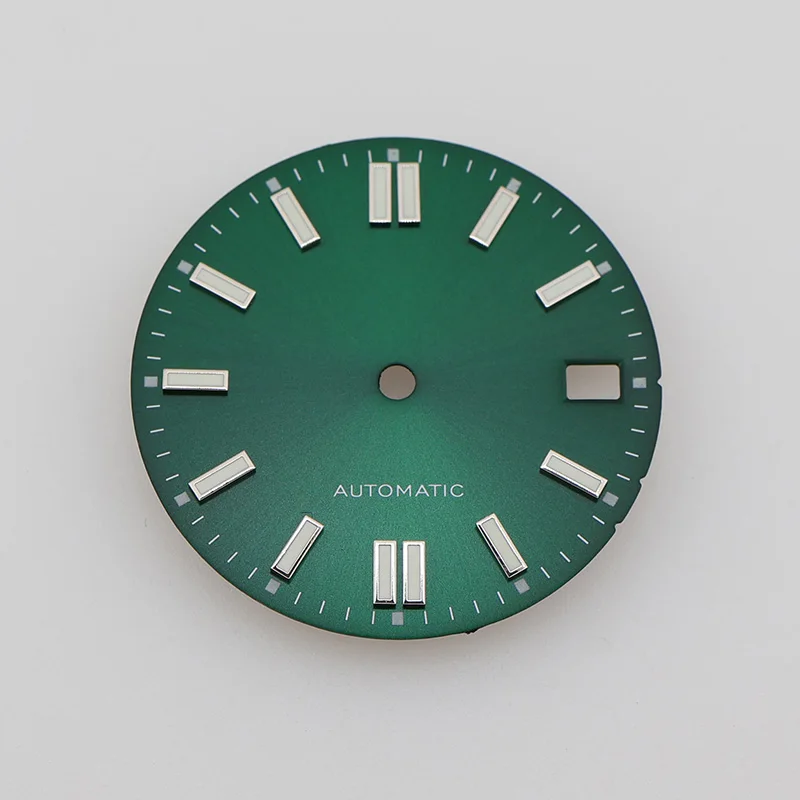 

28.5mm Cadran Sunburst Green Dial for NH35 Aotumatic Movement S Logo Date Just Dress Watch Face Repair Parts