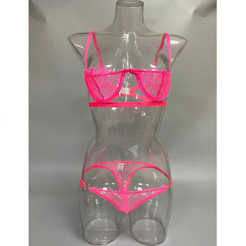 

Summer Sexy Lingerie Lace Strapless Bra Sexy See-through Temptation Shapewear Two-piece Set for Women