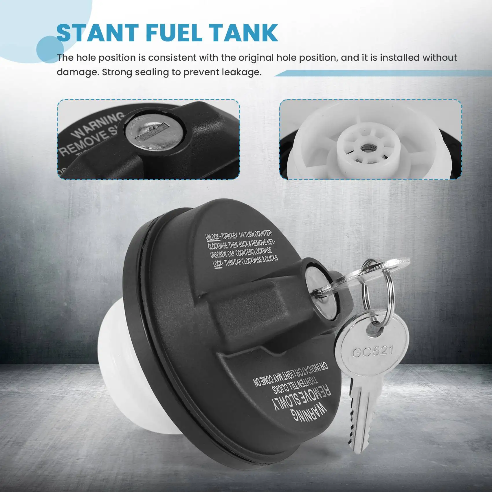 Tutup Tangki Bahan Bakar-Tutup Bahan Bakar Penguncian Biasa Cocok untuk Stant 10504 77300-47020