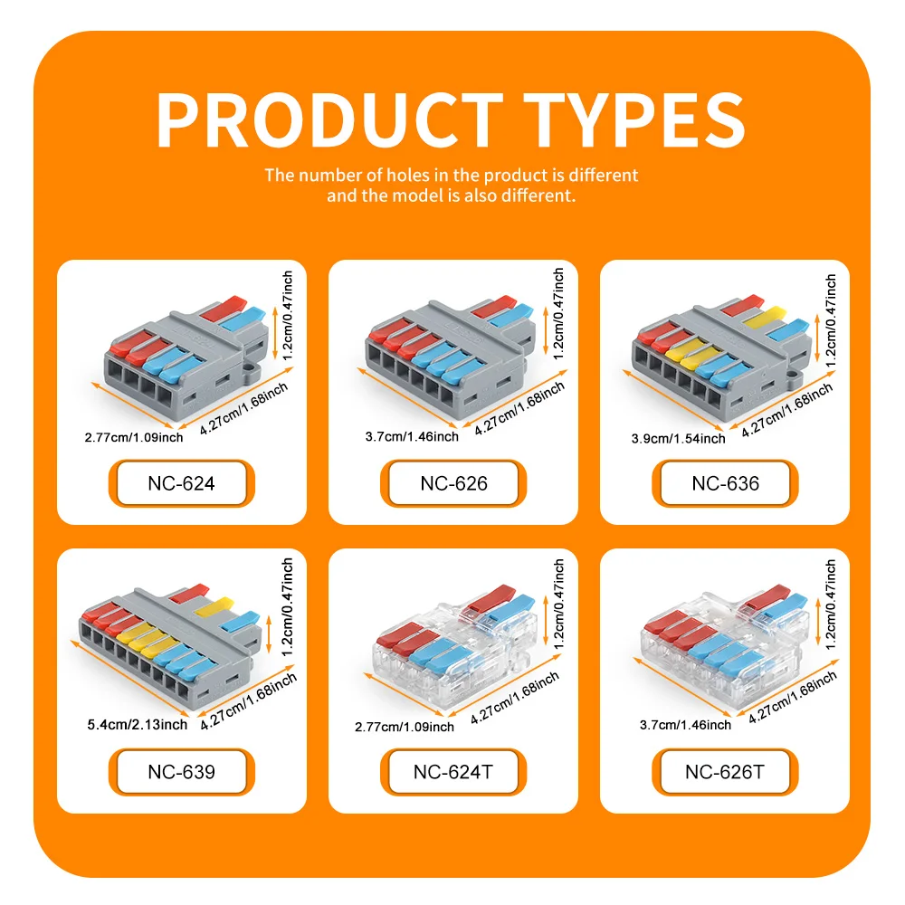 10PCS Universal Wiring Cable Connector Electrical Conductor Connecion Terminal Block Compact Splitter Wire Connectors With Lever