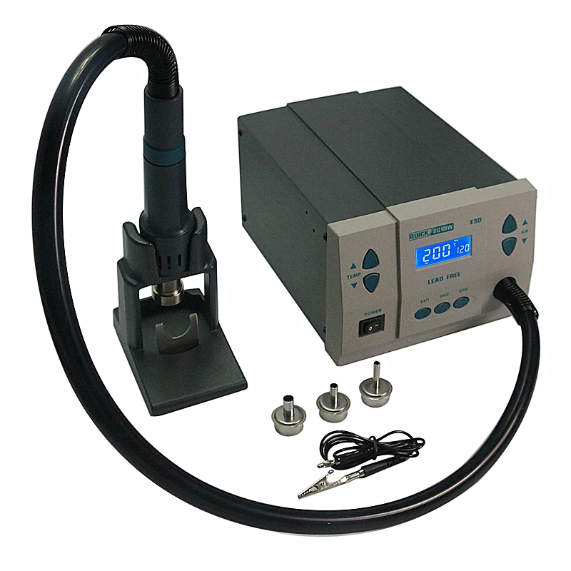 Original QUICK 861DW Heat Gun Lead Free Hot Air Soldering Station 1KW 220/110V  Microcomputer Temperature Rework Station+7nozzle