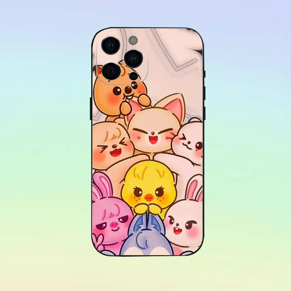 Cute A-ANITEEZ Phone Case For iPhone 17,16,15,14,13,12,11 ,Soft Silicone Black Cover