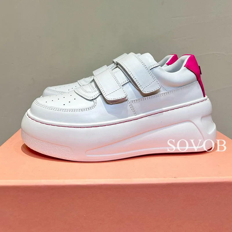 Nuova primavera autunno vera pelle scarpe basse con suola spessa scarpe da ginnastica traspiranti con punta tonda da donna scarpe Casual versatili quotidiane