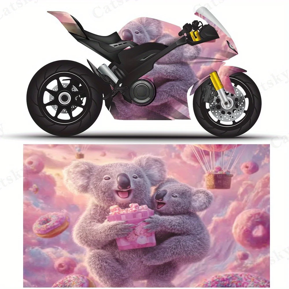 

Pink koala PVC material self-adhesive waterproof motorcycle car sticker, paste firm and anti-wear, waterproof and sun-resistant