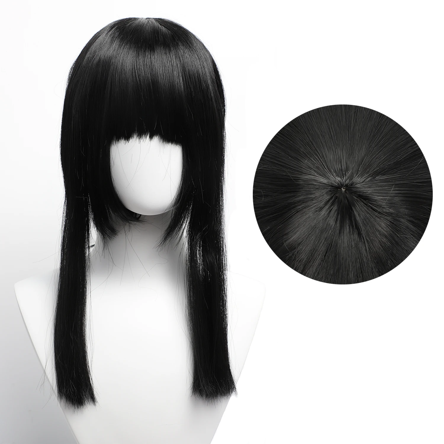 Cosplay Wig Chainsaw Man Anime Wig Nayuta Long Side Ponytail Anime Cosplay Wig Black Game Role-Playing Synthetic Wig with Wigcap