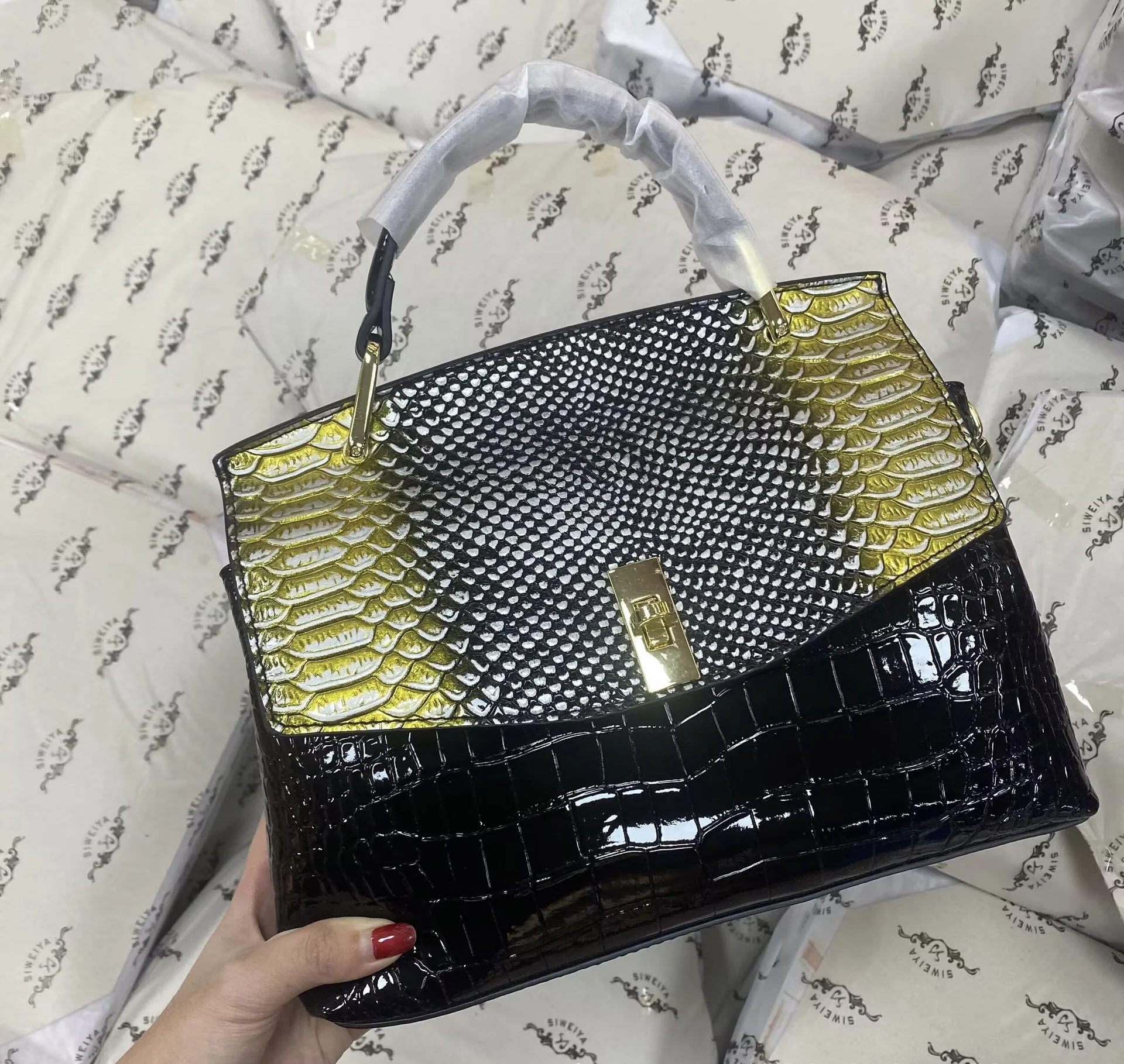 Crocodilo Print Crossbody Bag para mulheres, bolsas de couro, designer de luxo, nova moda, alta qualidade, venda quente