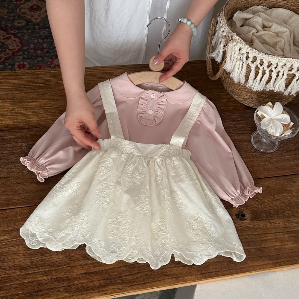 2026 Autumn New Baby Girl Long Sleeve T Shirts Cotton Girls Solid Lapel Bottoming Shirts Infant Versatile Tops Toddler Clothes