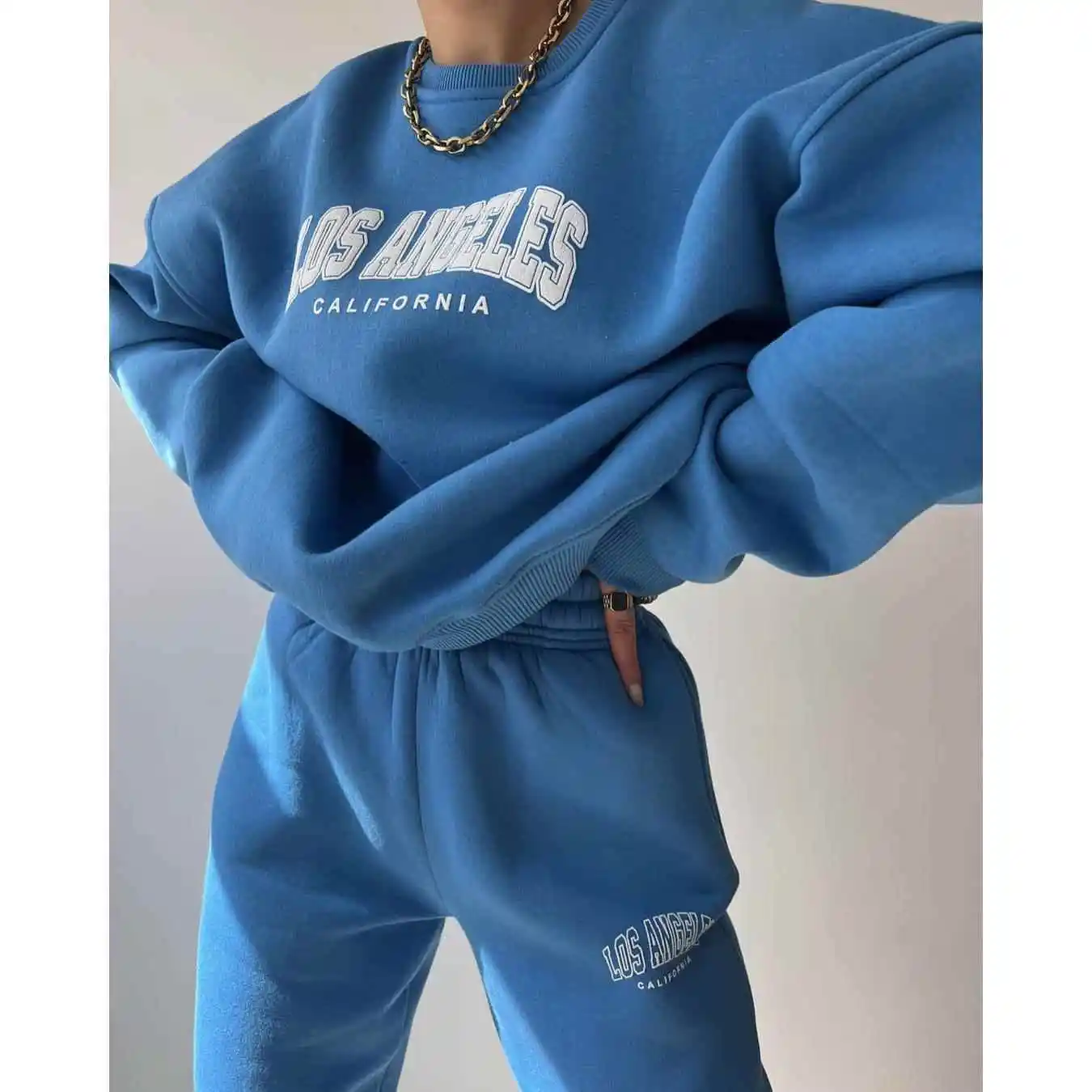 Damski sweter casualowy z długimi spodniami, modny komplet dwuczęściowy z zamkiem błyskawicznym przy kołnierzyku, stylizowany na regenerowany...