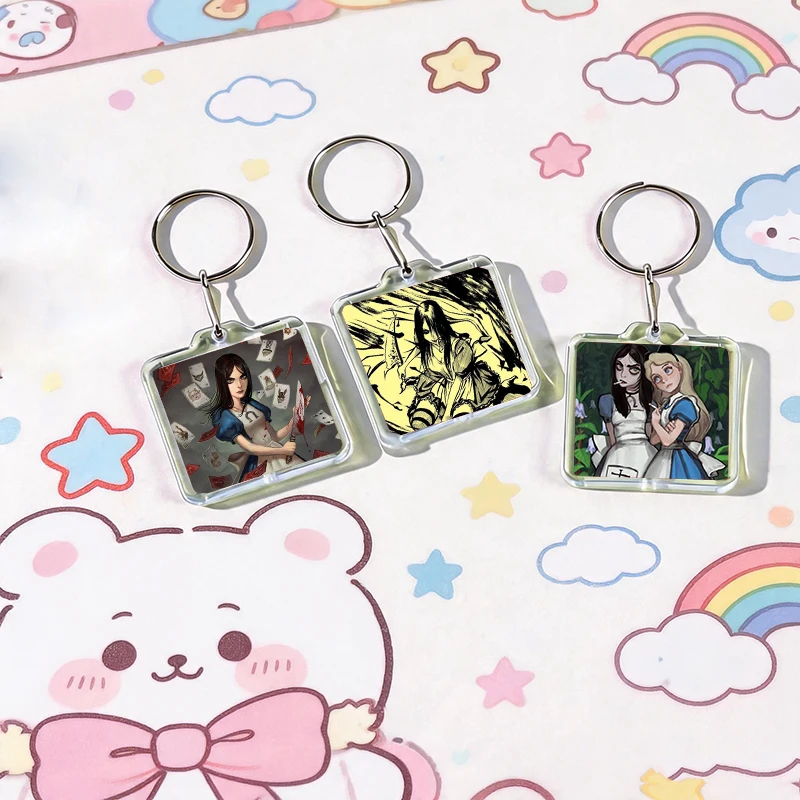 Horror Game Alice Madness Returns Acrylic Keychain Handmade Hanging Clothes Backpack Decoration Accessories Gifts with Friends