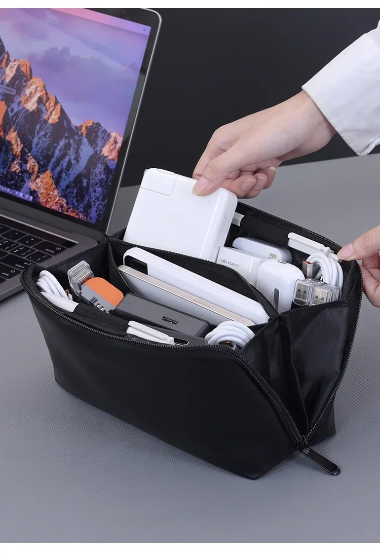 Tragbare USB-Organizer-Tasche für Reisen, Aufbewahrungsbeutel für Kopfhörer, Powerbank, Datenkabel, Große Kapazität, Mauskabel-Tasche – Detail 13