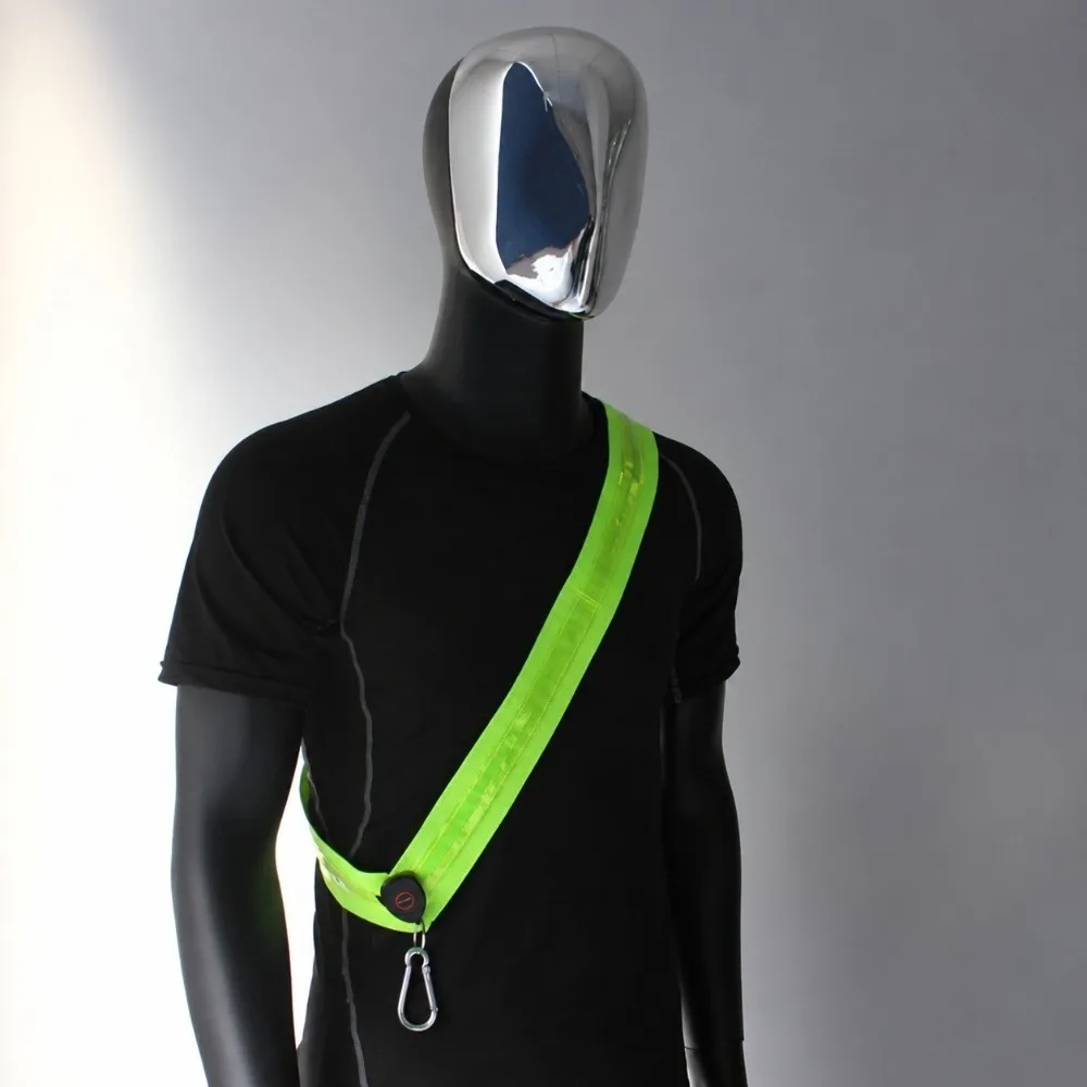 USB Rechargeable Reflective Running Belt Adjustable Illuminated Shoulder Straps LED Safety Belt High Visibility Lightweight