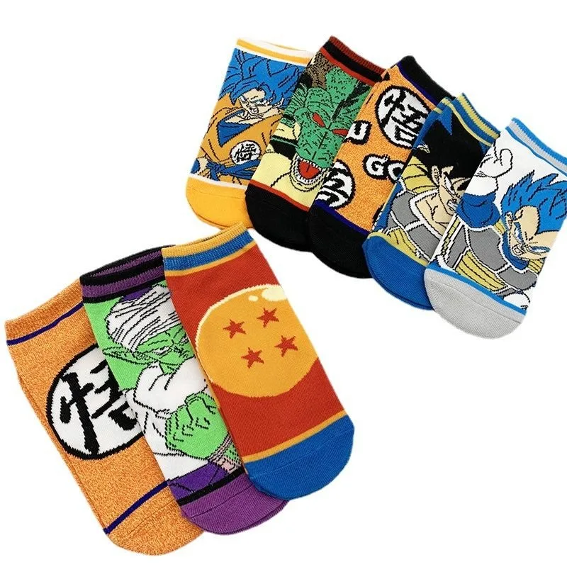 Dragon Ball Anime Peripheral Student Socks Vegeta and Piccolo The Big Devil Cartoon Couple Short Socks for Men and Women