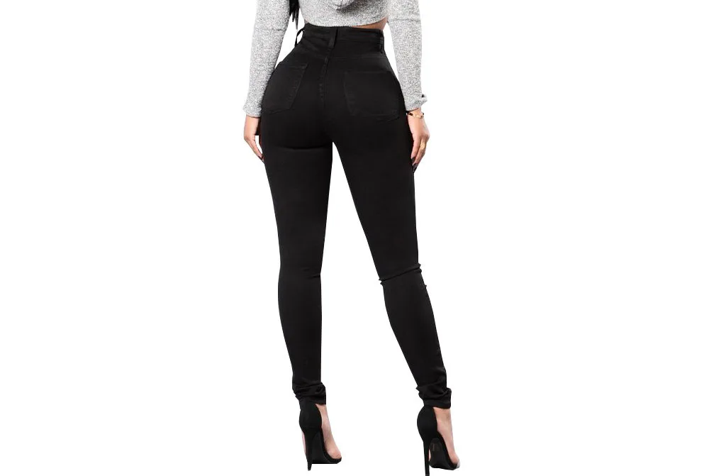 Jeans for Female Autumn and Winter New Fashion Solid Color Buttocks Sexy Casual Jeans