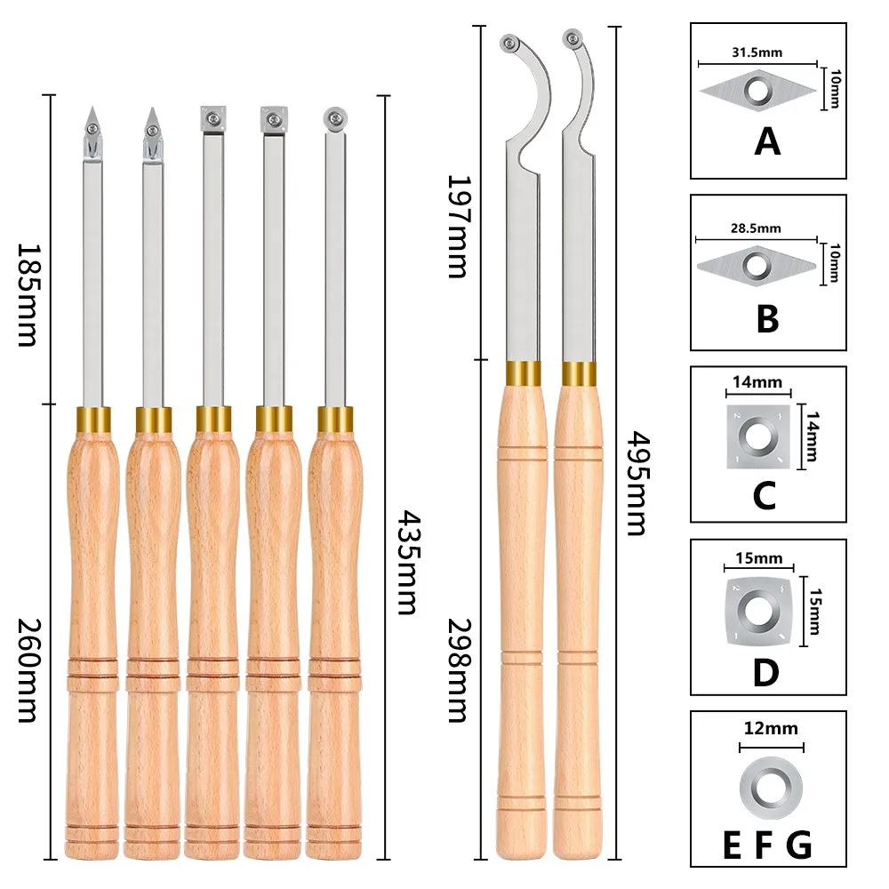 Wood Turning Tool Woodworking Lathe Tool with Carbide Insert Rougher Finisher Swan Neck Hollowing Tools