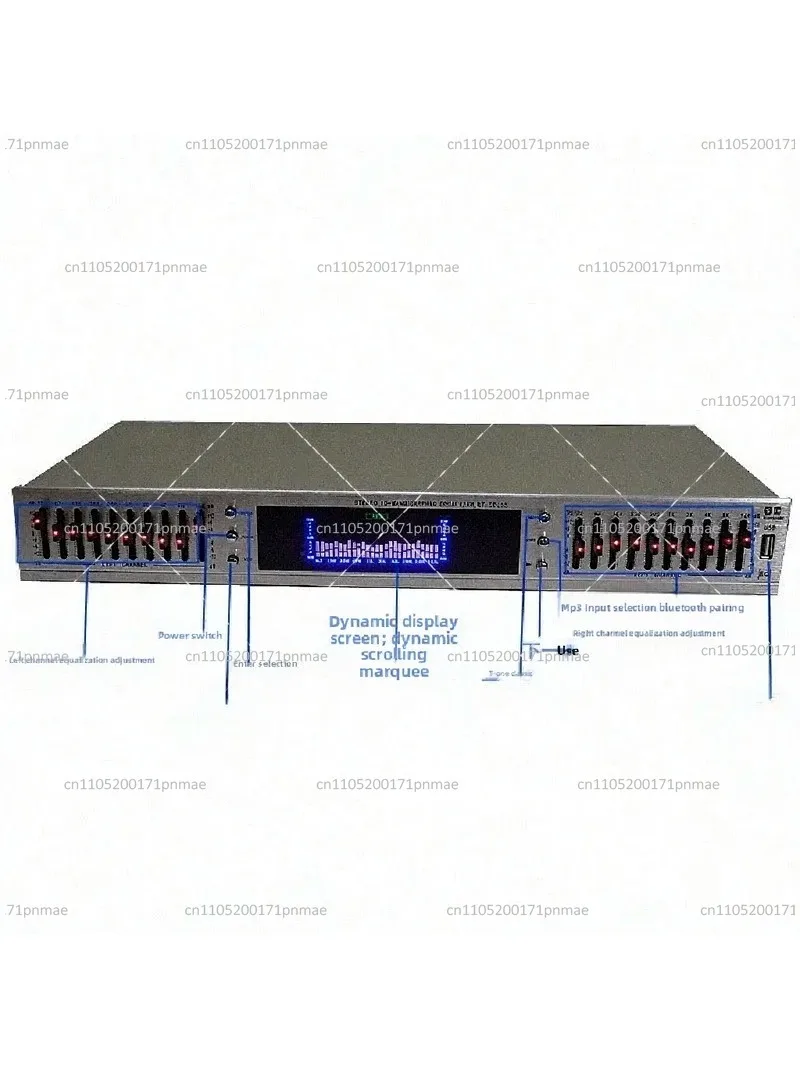 HIFI Digital HD Stereo Preamplifier Built-In USB Bluetooth Home Stage Equalizer Dual 10 Segments 220V