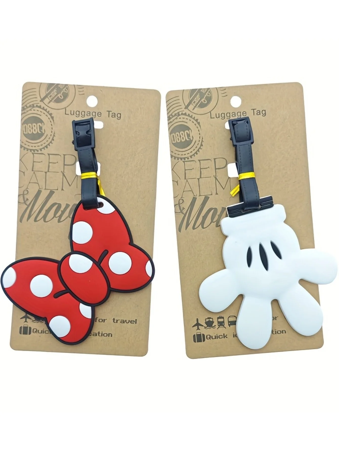 1 個のディズニーかわいいクリエイティブリボンホワイトパームミッキーミニーラゲッジタグ - 荷物タグ装飾、バッグタグオーナメント。