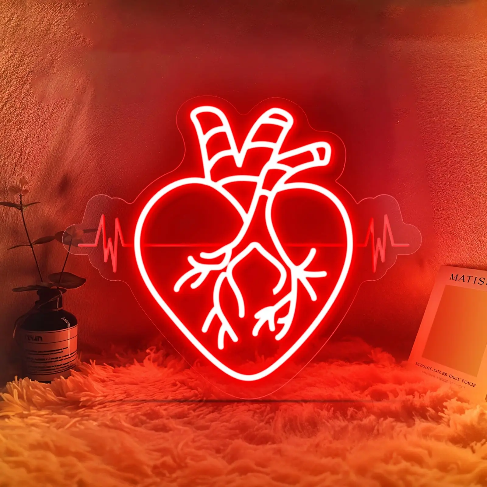 

Human Heart Neon Sign USB Dimmable Neon Light for Wall Decor Bedroom Bar Salon Playroom Women Man Party Wall Art Decor