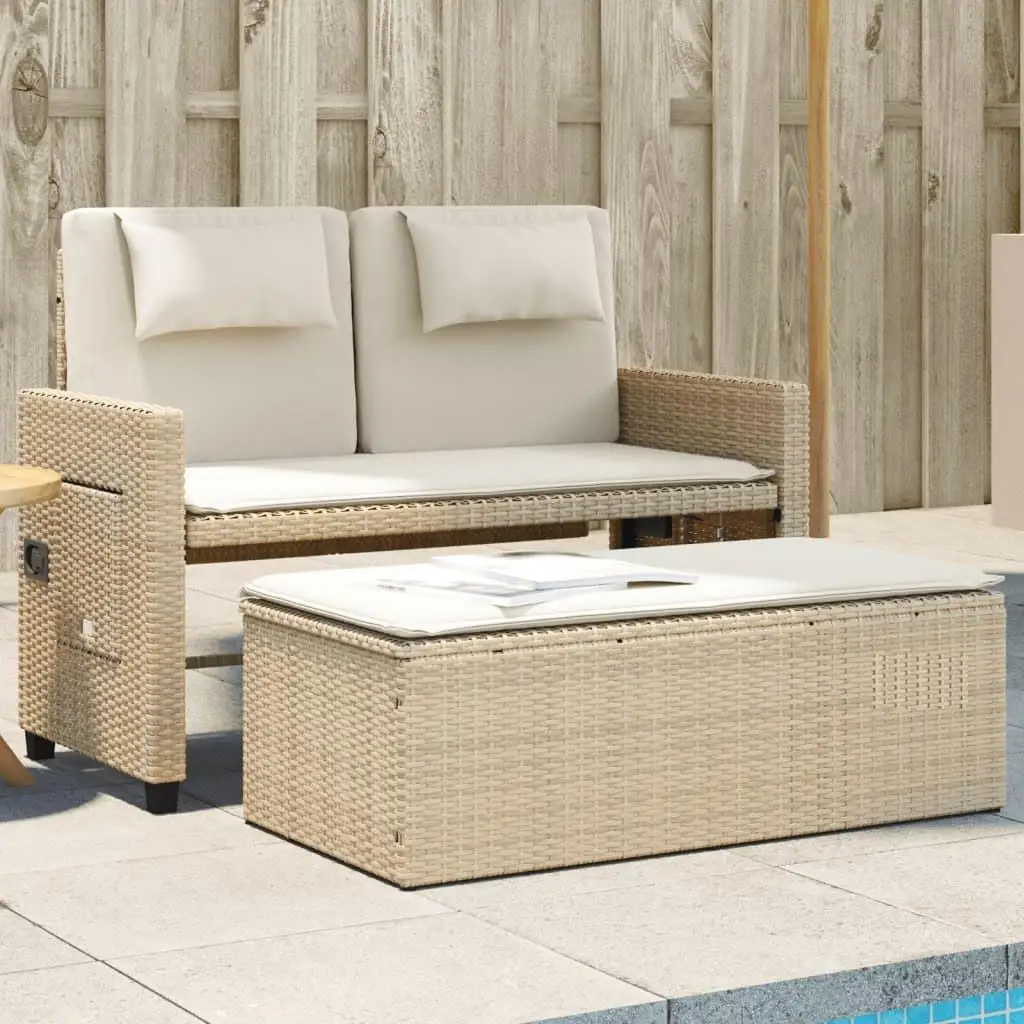

Garden Bench Beige PE Rattan with Powder-Coated Steel Frame and Polyester Cushions for Outdoor Relaxation