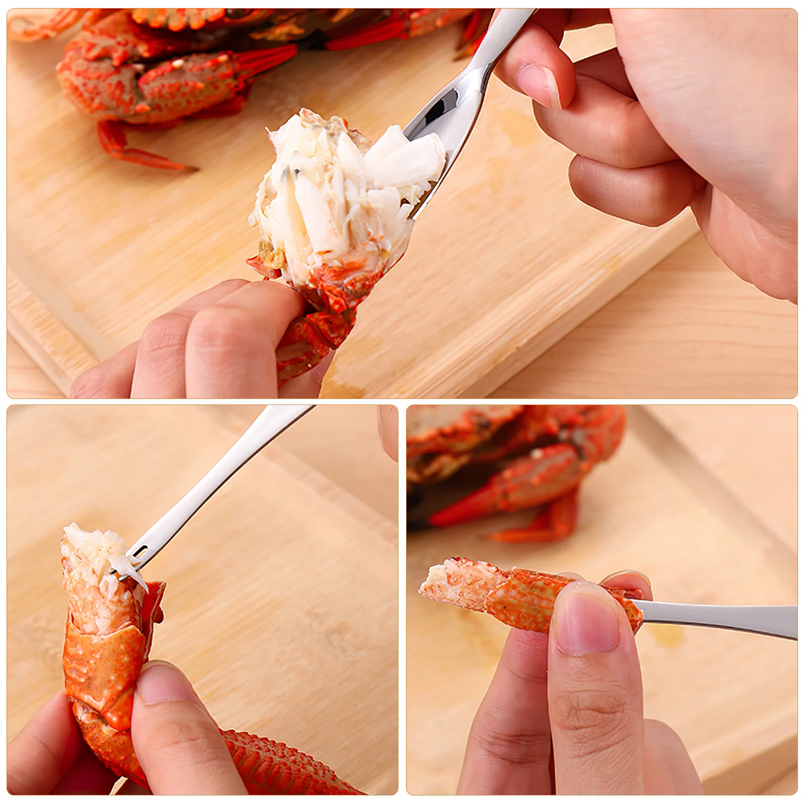 

Stainless Steel Crab Tools Set Seafood Eating Kit Lobster Nut Cracker Ergonomic Handle Shellfish Crackers Kitchen