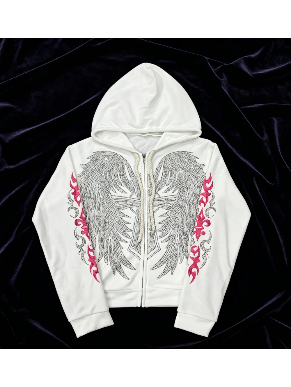 

2026 new Gothic subculture Y2K retro wing zipper hoodie punk street trend personality casual fashion versatile dark sweet cool