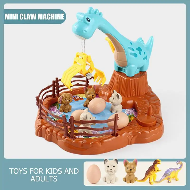 Dinosaur Claw Machine Handle Operation 360 Degree Rotation Cute Shape Claw Machine Animal Paradise Dinosaur Mini Claw Machine