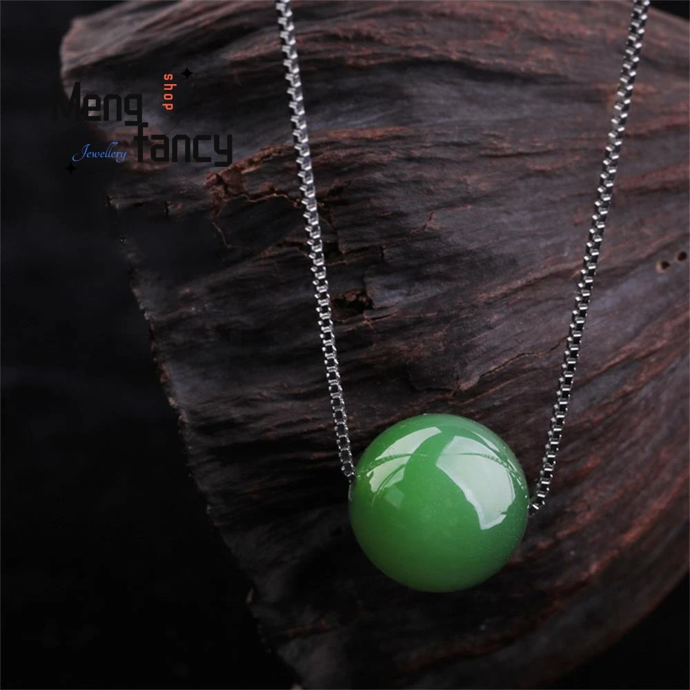 S925 Silver Chain Natural Hetian jasper Pendant Sexy Young Girls Fashion Fine Jewelry Best Selling Holiday Gift Collarbone Chain