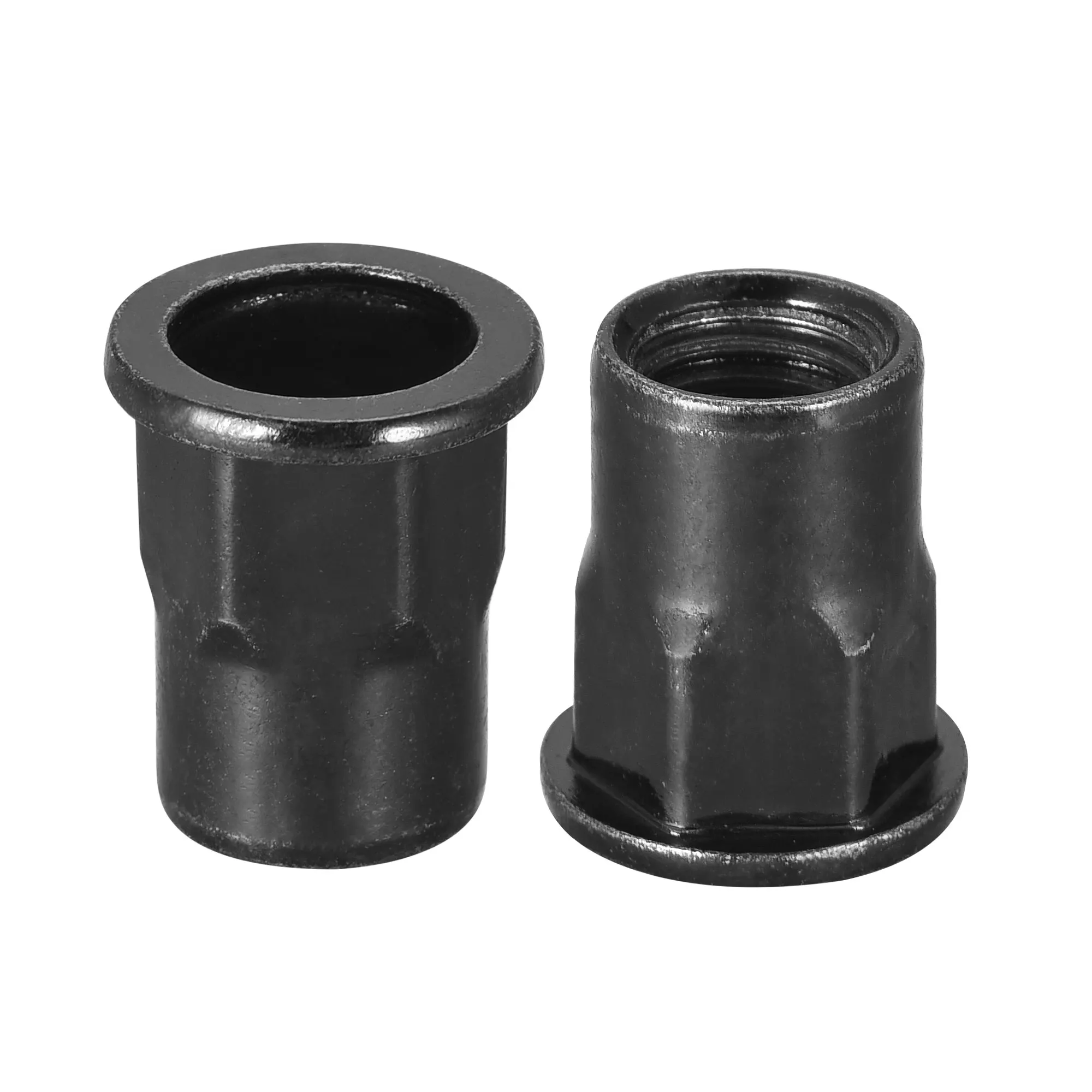 20Pcs M8 M10 Carbon Steel Rivet Nuts Thread Half Hexagonal Flat Head Threaded Nut Rivnut Black Zinc-Plated Rivet Nut Fastener