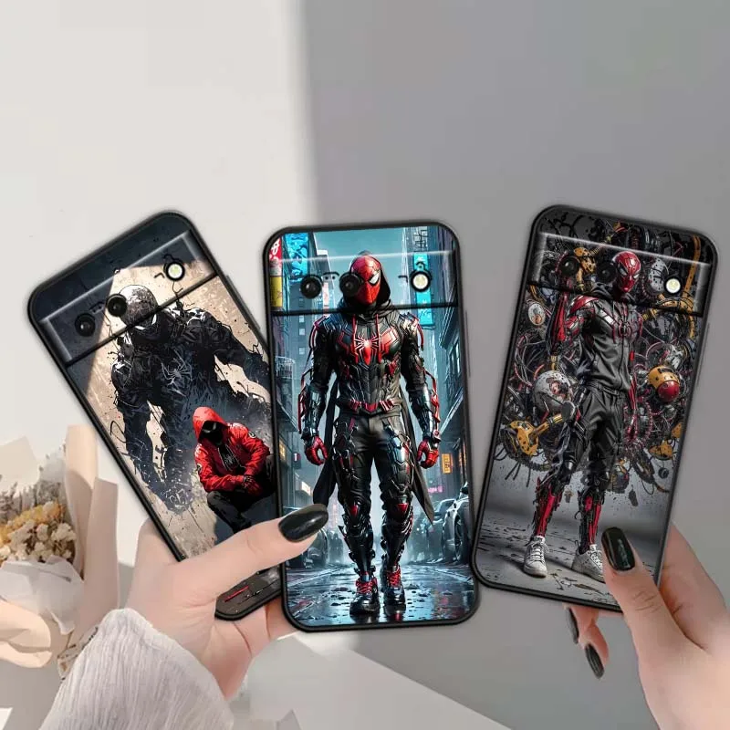 

Spider Man Marvel Comics For Google Pixel 9a 9 8A 8 7 7A 6 6A Pro XL 2024 5G Black Soft TPU Silicone Cover Phone Case