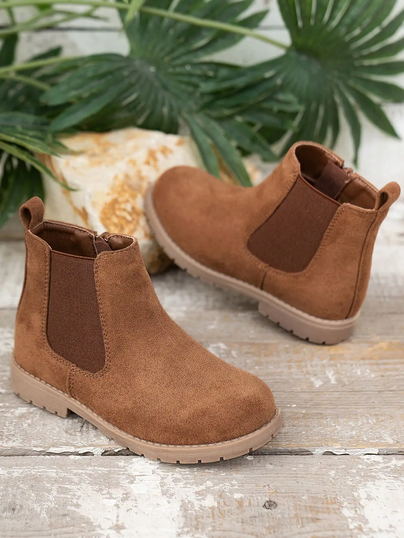 Chelsea Export Surplus Khaki Solid Slip-On Short Rain Boots, Elastic Sock Cuff, Waterproof Anti-slip Wear-resistant Lightweight