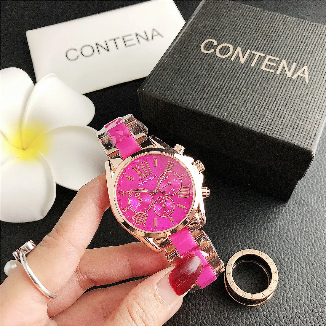 2024 New Luxury Brand Fashion Women's Quartz Watch Rose Gold Simple Leisure Waterproof Luminous Date Stainless Steel Watch