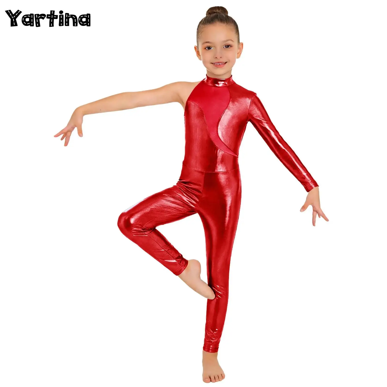 

Детский комбинезон для балета и танцев металлик для девочек, комбинезон с сетчатой спиной, боди с невидимой молнией, танцевальная одежда для выступлений на сцене, костюм